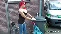 German Redhead Bitch with Big Boobs Fuck Old Stranger Men
